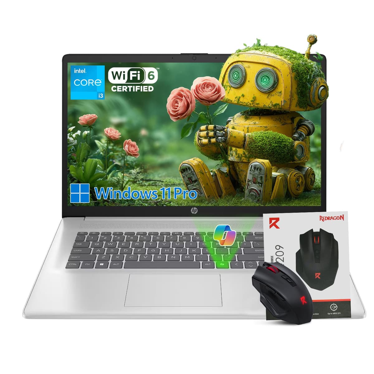 HP 17 Portátil para Negocios y Estudio, Procesador Intel i3 de 8 Núcleos, Pantalla Antirreflejo de 17.3", 32GB RAM, 1TB SSD, Windows 11 Pro, Copilot de IA, Teclado Numérico, Hasta 9 Horas, Kit de Carga Rápida 2025
