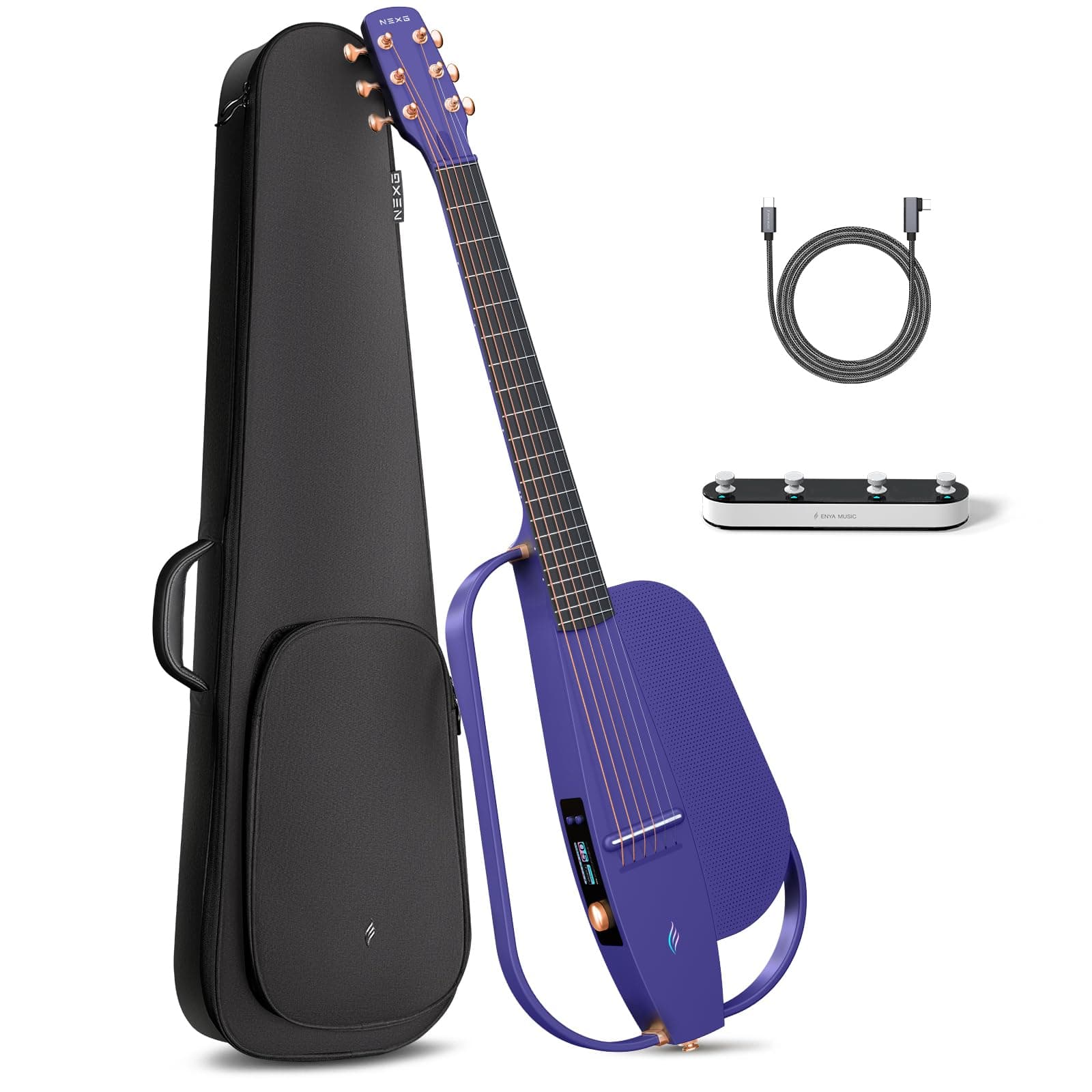Enya NEXG 2 PL BASIC - Guitarra electroacústica smart de viaje con parlante inalámbrico 50W y footswitch