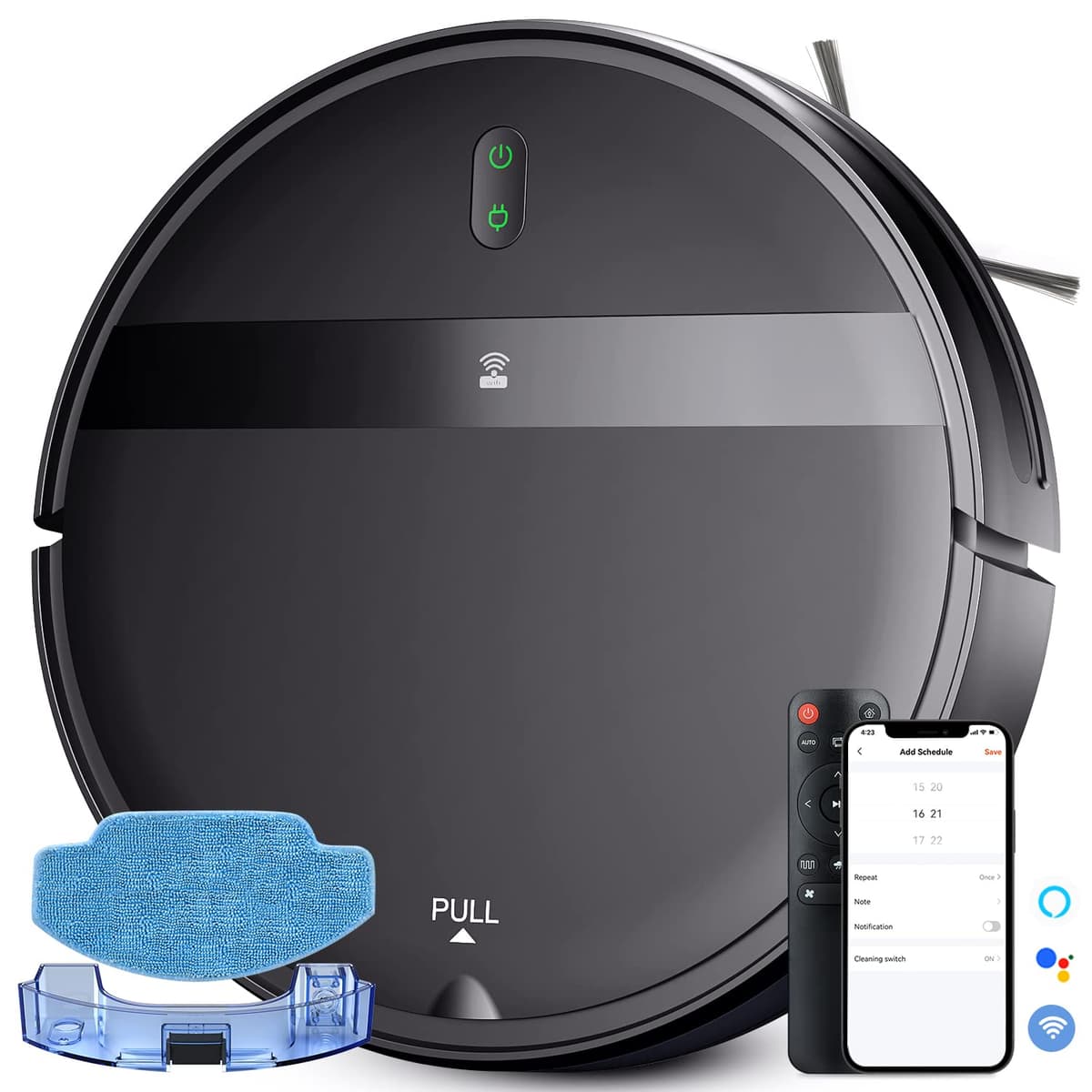 Aspiradora y trapeadora robótica Kilgone, control por app/Alexa, aspiradora robótica inteligente ultradelgada con recarga automática para pelo de mascotas/alfombras/pisos duros G20 Robot Vacuum