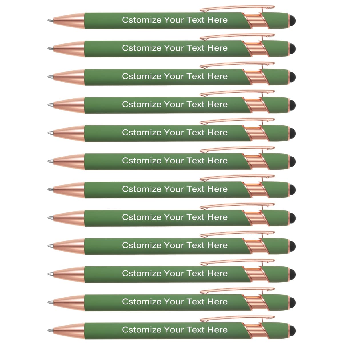 Kingluu 400 Pcs Plumas personalizadas con stylus, tinta negra - Verde YZBDZ004
