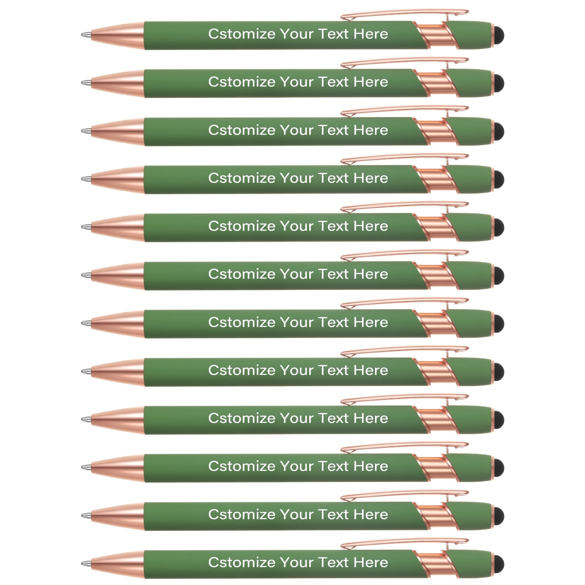 Kingluu 400 Pcs Plumas personalizadas con stylus, tinta negra - Verde YZBDZ004