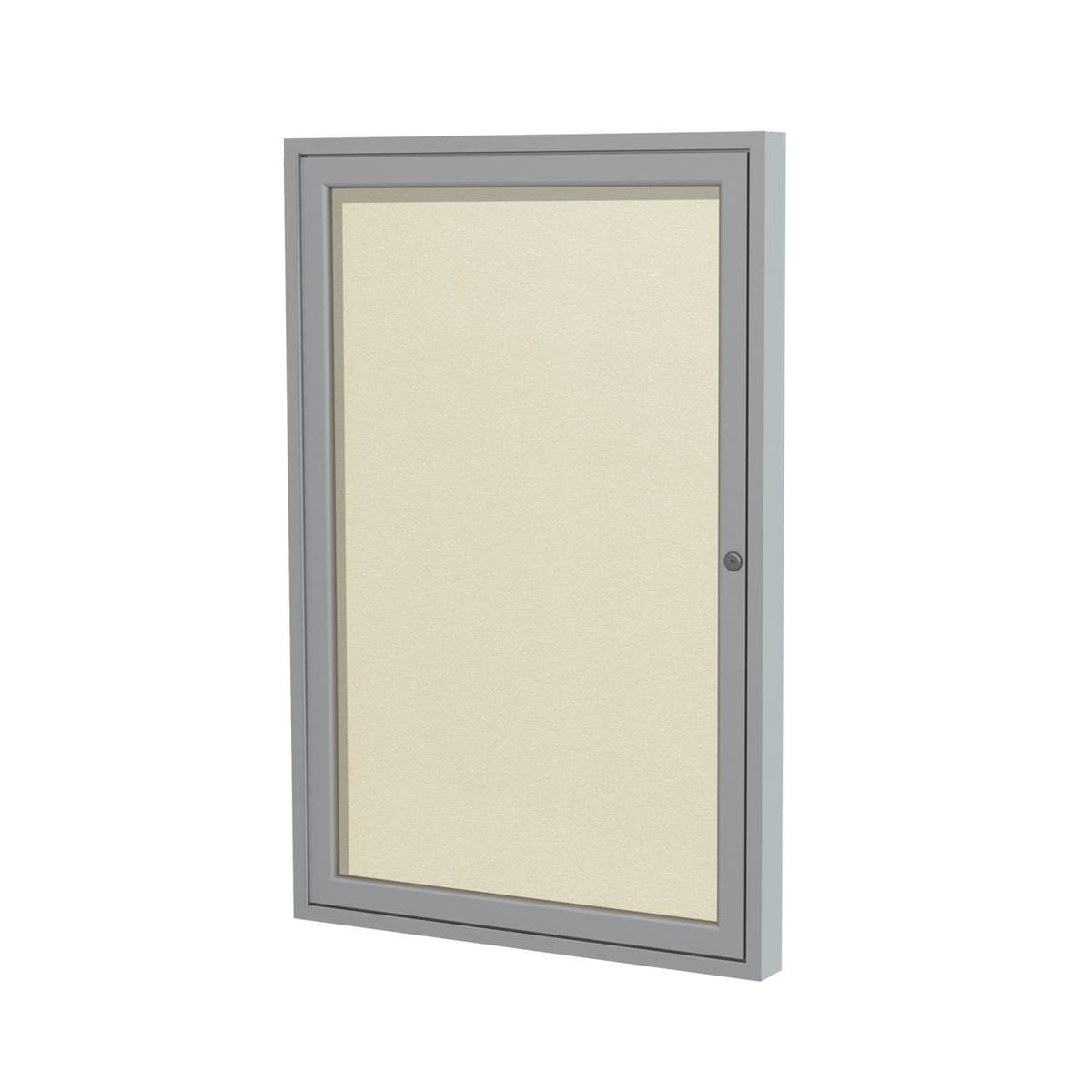 Ghent 36"x36" 1-Door Enclosed Vinyl Bulletin Board Exterior, Marco Satinado - Ivory (PA13636VX-185)