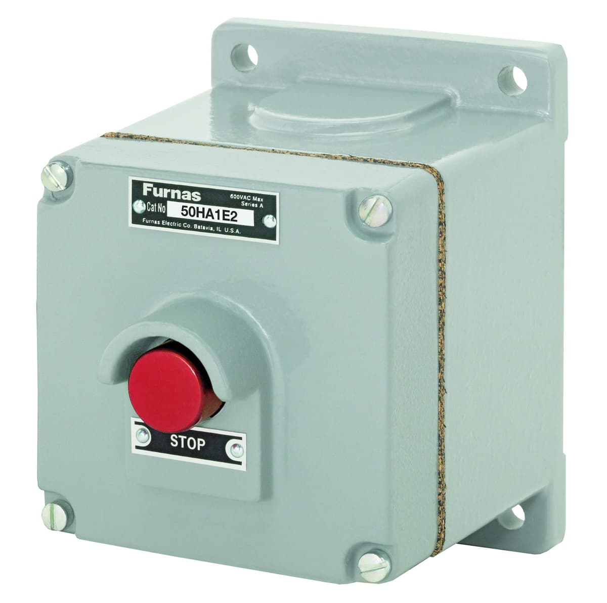 Siemens 50HA1E2 Pulsador de control, STOP momentáneo, rojo, 1NO/1NC, NEMA 4, metal, 3/4" NPT