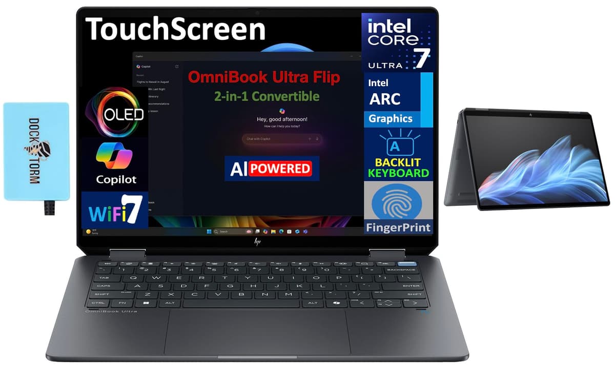 HP OmniBook Ultra Flip 14" OLED 2.8K 2-in-1 (Ultra 7-256V, 16GB, 2TB, Win 11 Pro) Spectre x360