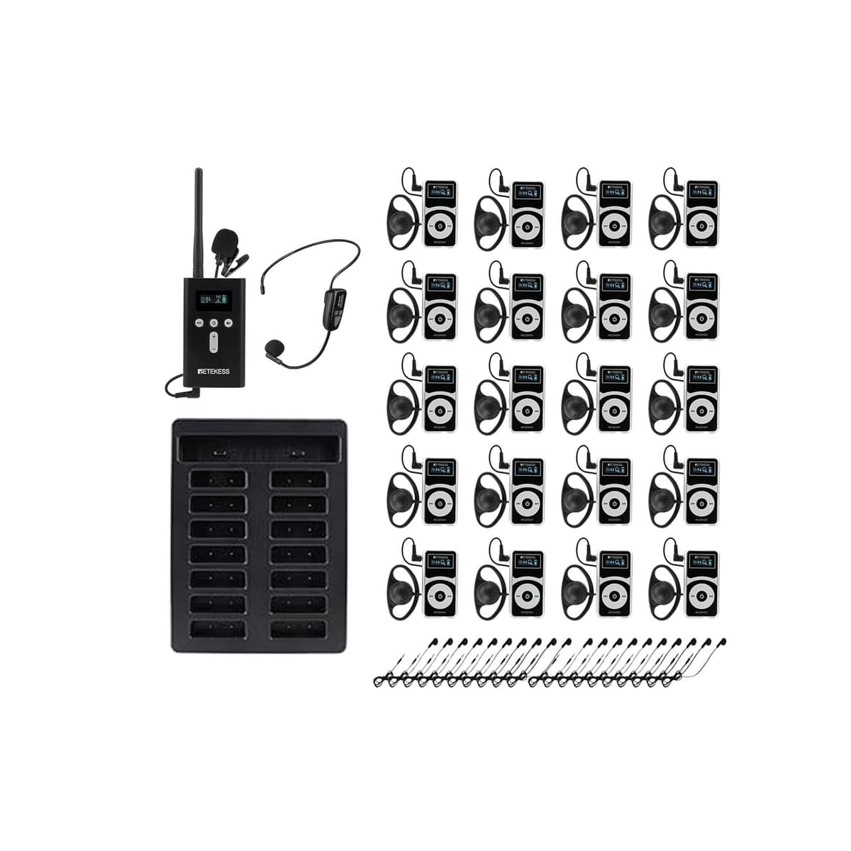Retekess T130P (3nd Gen T130) Sistema de guía para tours con transmisión de audio, reducción de ruido mejorada, micrófono transmisor, alcance 160m (1TX 20 RX) cff52034-239e-4fe5-b87b-6416b104a9d9