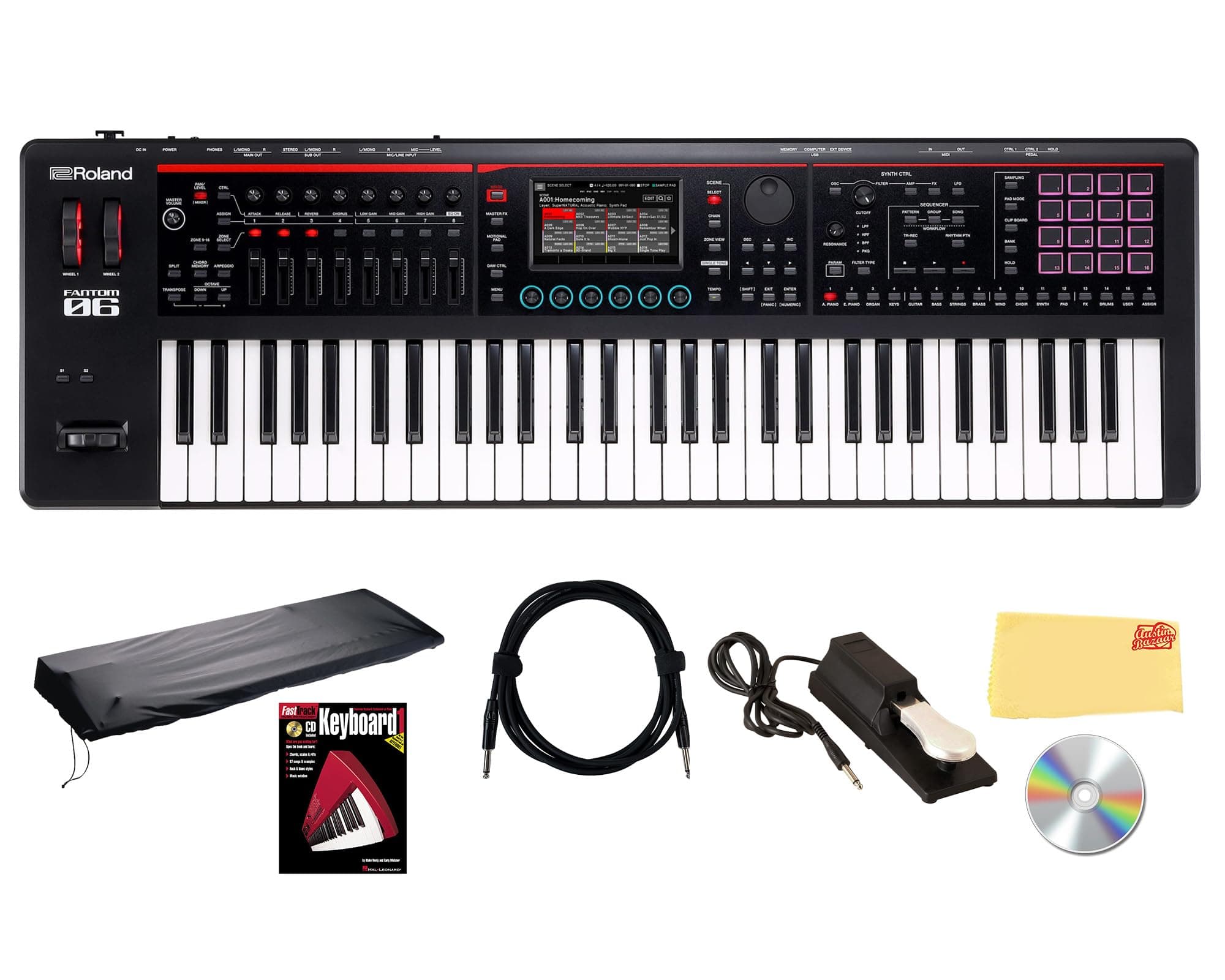 Roland Fantom-06 61-Key Synthesizer Bundle con Accesorios Austin Bazaar AUS-FANTOM-06-COMBO-BASIC