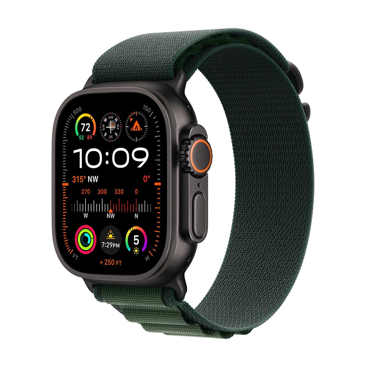 Apple Watch Ultra 2 [GPS + Celular 49 mm] - Caja de Titanio Negra con Correa Alpine Loop Verde Oscuro, Grande (Reacondicionado) MX4T3LW/A