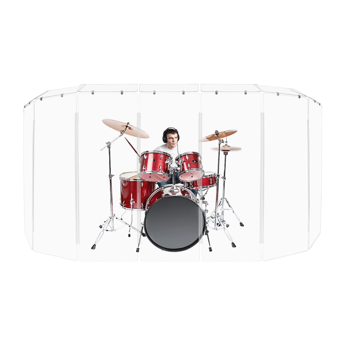 PENNZONI Drum Shield Acrílico 6ft con 7 Paneles, Deflectores y Bisagras Plásticas 8R-DLCX-9DQI