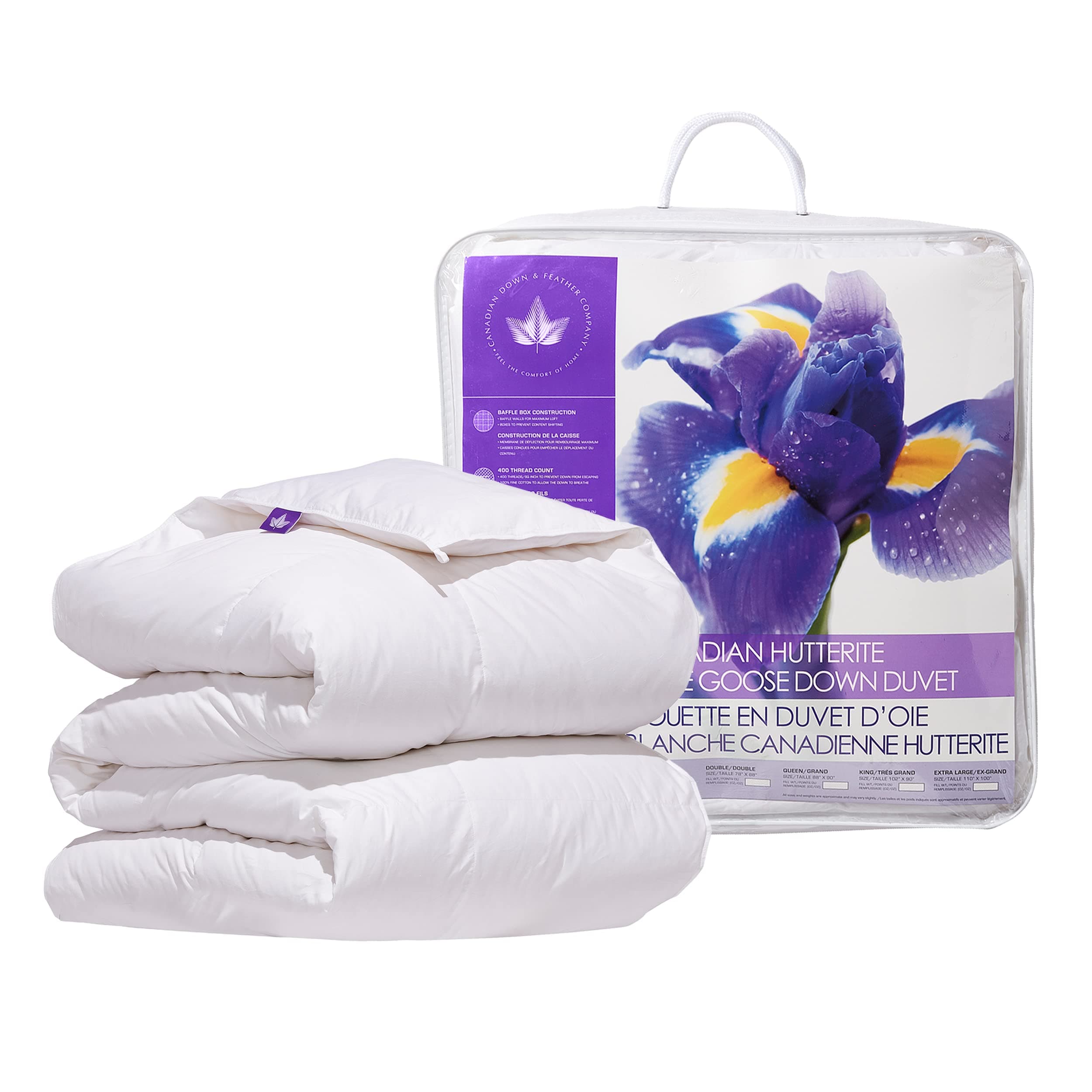 Canadian Down & Feather Co. - Edredón All Season King Size de Pluma de Ganso Hutterite - 400 TC Funda 100% Algodón - Hecho en Canadá 74138