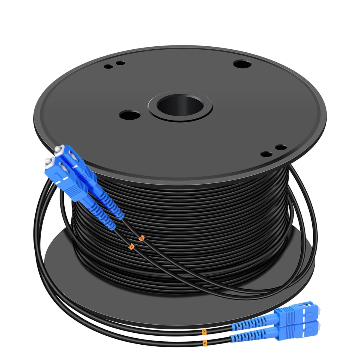 Jeirdus cable óptico monomodo blindado dúplex SC a SC 9/125 SM jumper parche de 600 metros (1968 pies) FBM-OASCSCSD600