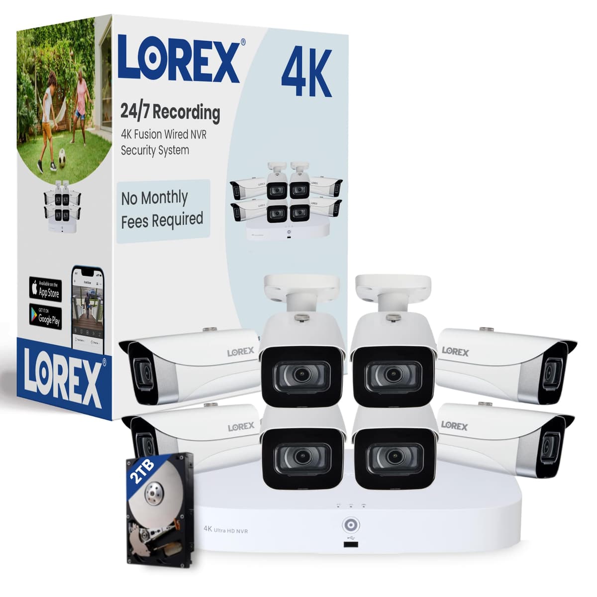 Lorex Fusion 4K NVR 2TB - Sistema 8 cámaras bullet metálicas PoE N84382-8CA8-E