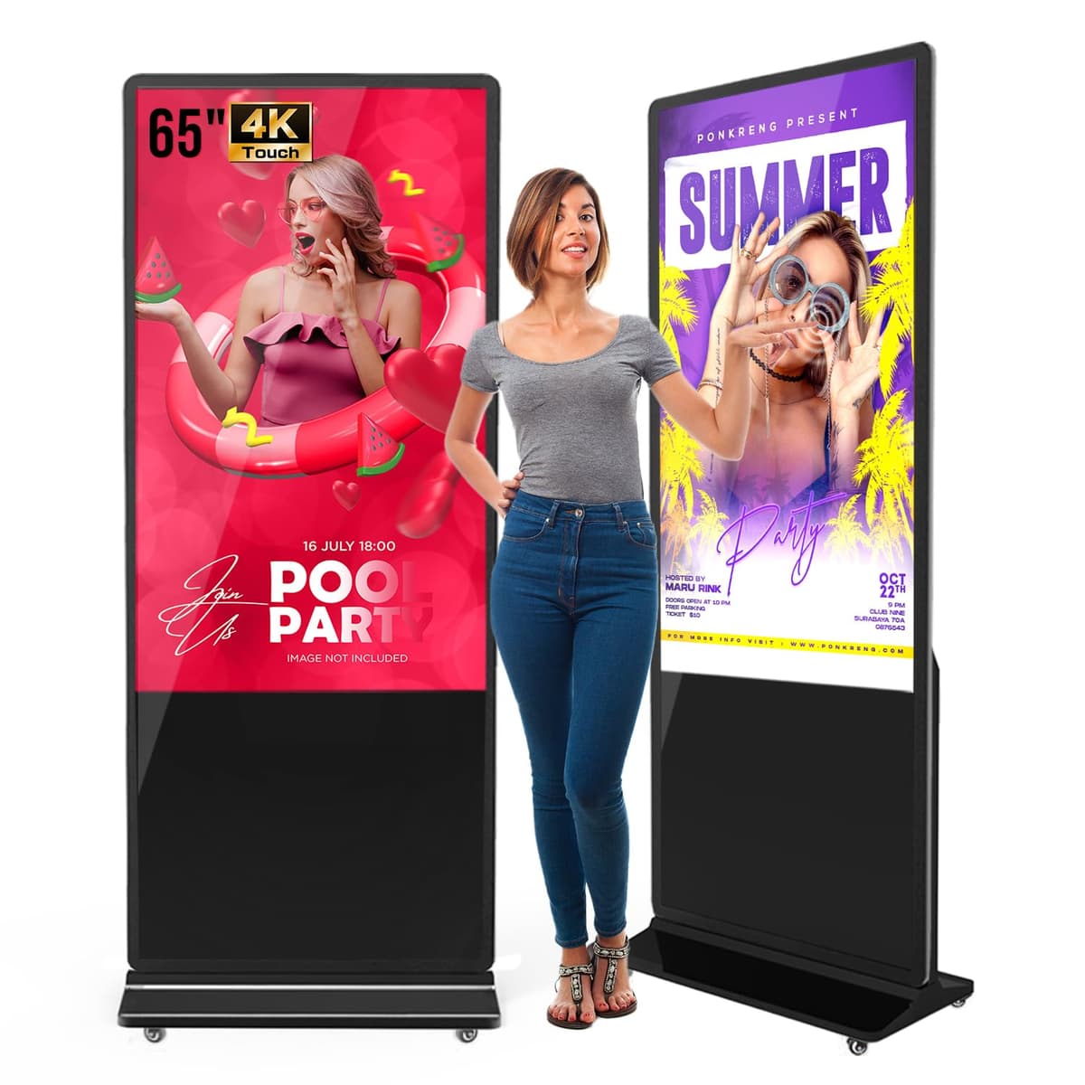 QIXZOCV MWE 65" 4K Touchscreen Kiosk Floor Standing, Android, HDMI/USB/WiFi (Táctil)