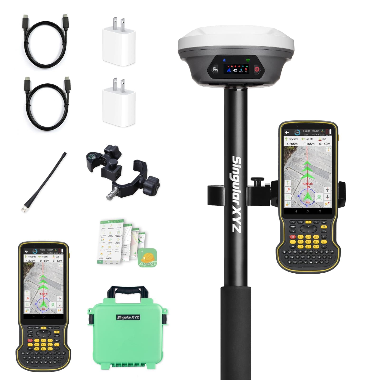 SingularXYZ E1 Pro RTK GNSS con IMU 1cm Precisión 60° Tilt 15km UHF Pantalla HD