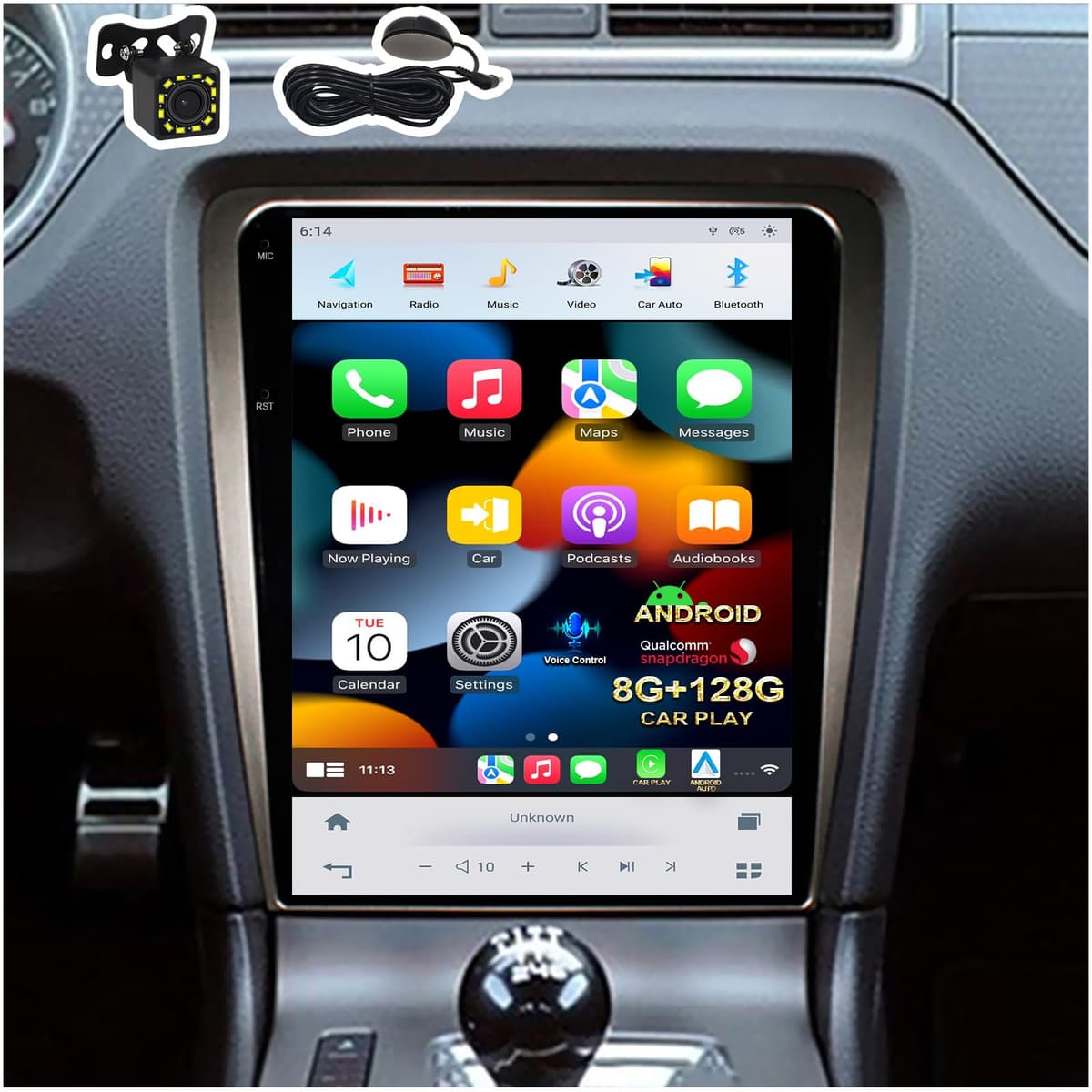 CUSP 12.1" IPS Estéreo para Auto GPS para Ford Mustang 2010-2014, Android, DSP, CarPlay y Android Auto (8G+128G) CV-F632