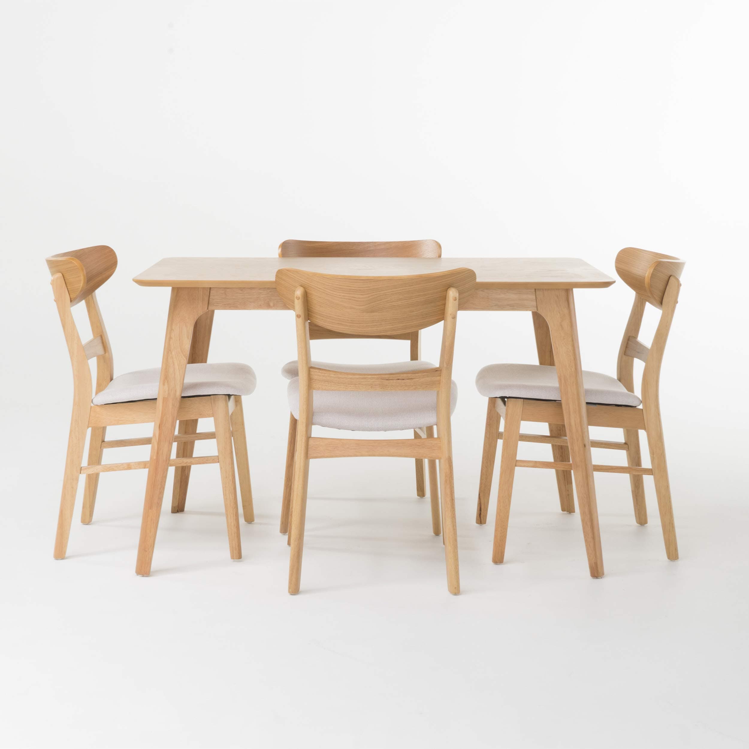 Christopher Knight Home Idalia Juego de comedor rectangular 5 piezas, roble natural / beige claro 299338