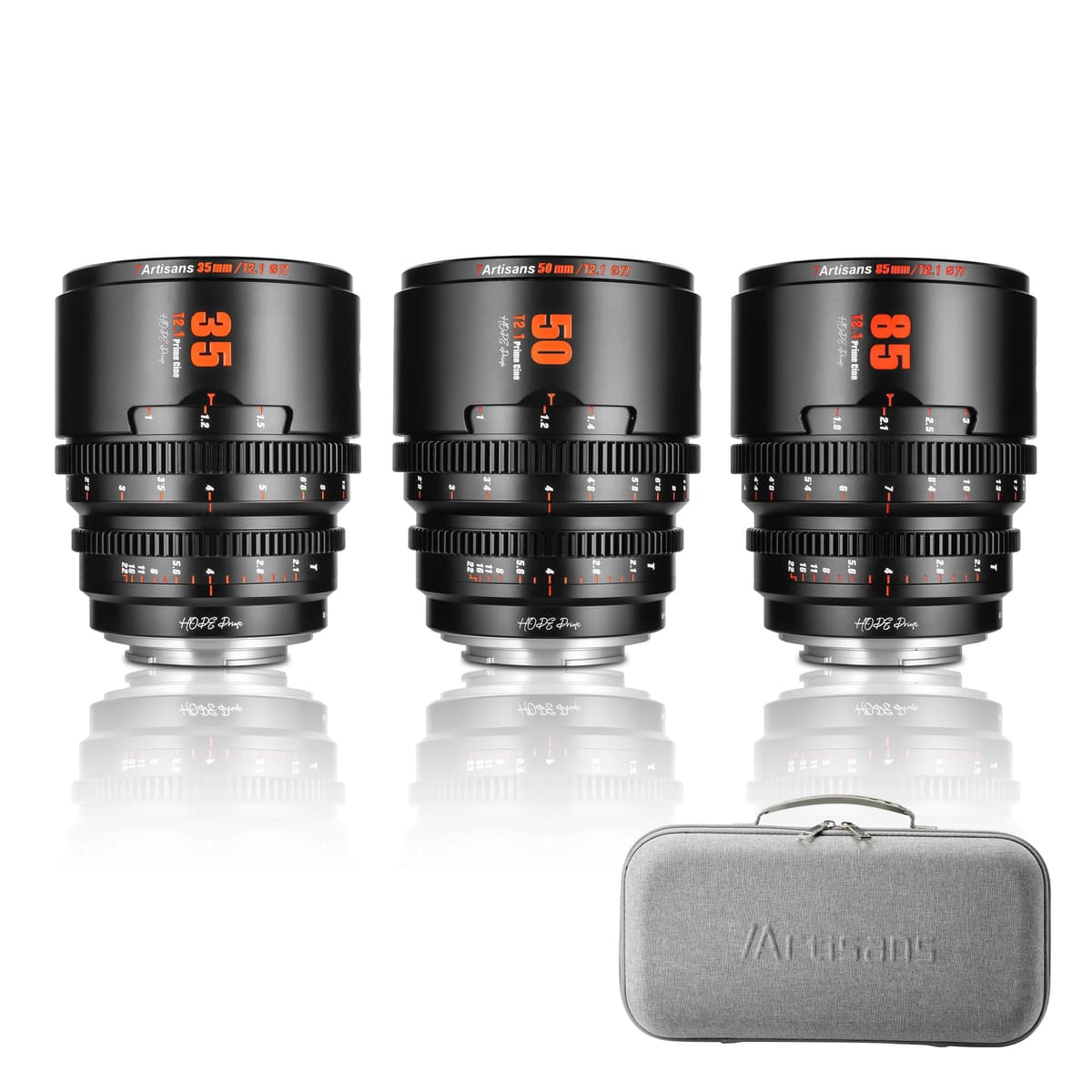 7artisans Hope Series Cine Lens Set 35mm/50mm/85mm T2.1 S35 35-85T21M43B-FBA