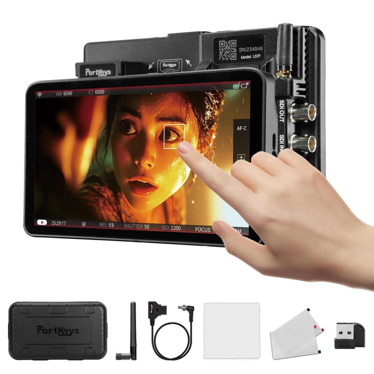 Portkeys LS7P Monitor 7" 1000nit Touchscreen - Control inalámbrico para cámaras, metal