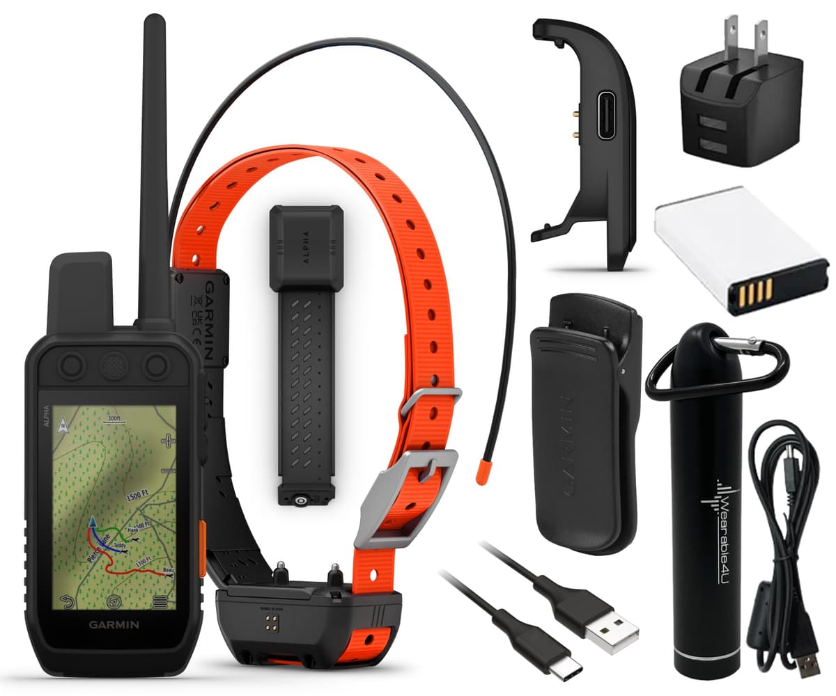 Wearable4U - Garmin Alpha 300i Avanzado Rastreo y Entrenamiento para Perros de Mano con Collar de Rastreo GPS Garmin Alpha TT 25 y Paquete E-Bank 010-02806-50