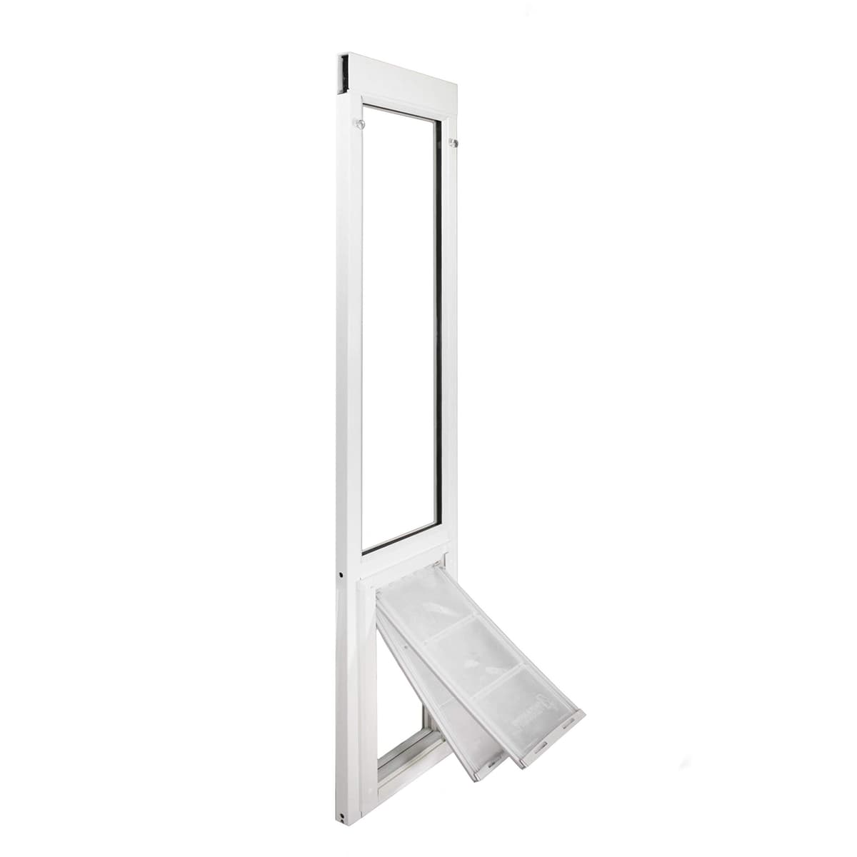 Puerta para Mascotas Endura Flap para Puertas de Vidrio Deslizantes de Vinilo | Diseño de Doble Abertura para Climas Extremos | Puerta para Perros Aislada y Eficiente Energéticamente con Seguridad de Cierre | Blanco, Abertura Pequeña, 74.75"-77.75" de Altura 01PPV06PW2