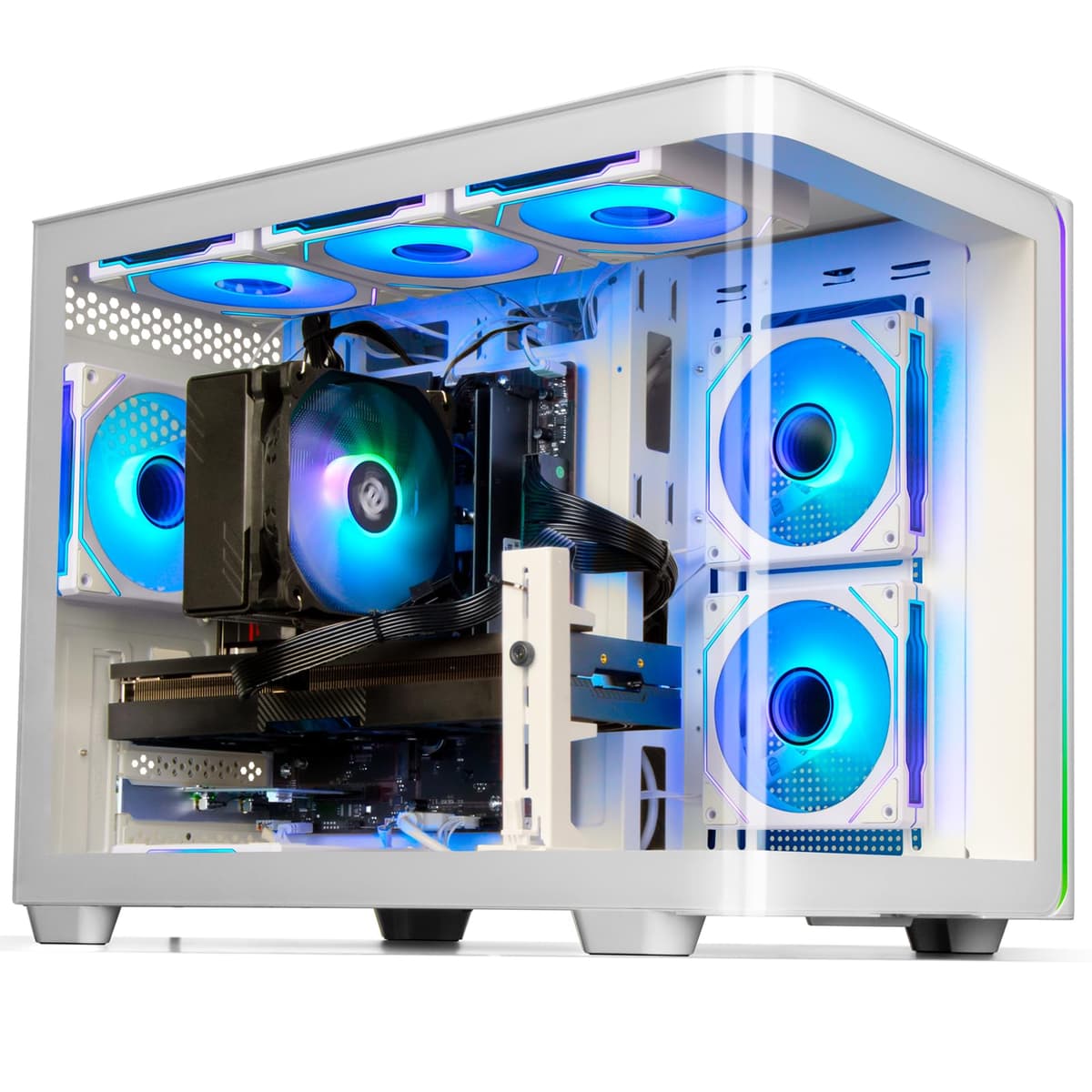LXZ Gaming PC Desktop - Ryzen 7 9700X, Radeon RX 9060 XT 16GB, 32GB DDR5, 2TB NVMe 4.0 SSD, 850W PSU (Blanco) LXZ-amdprem