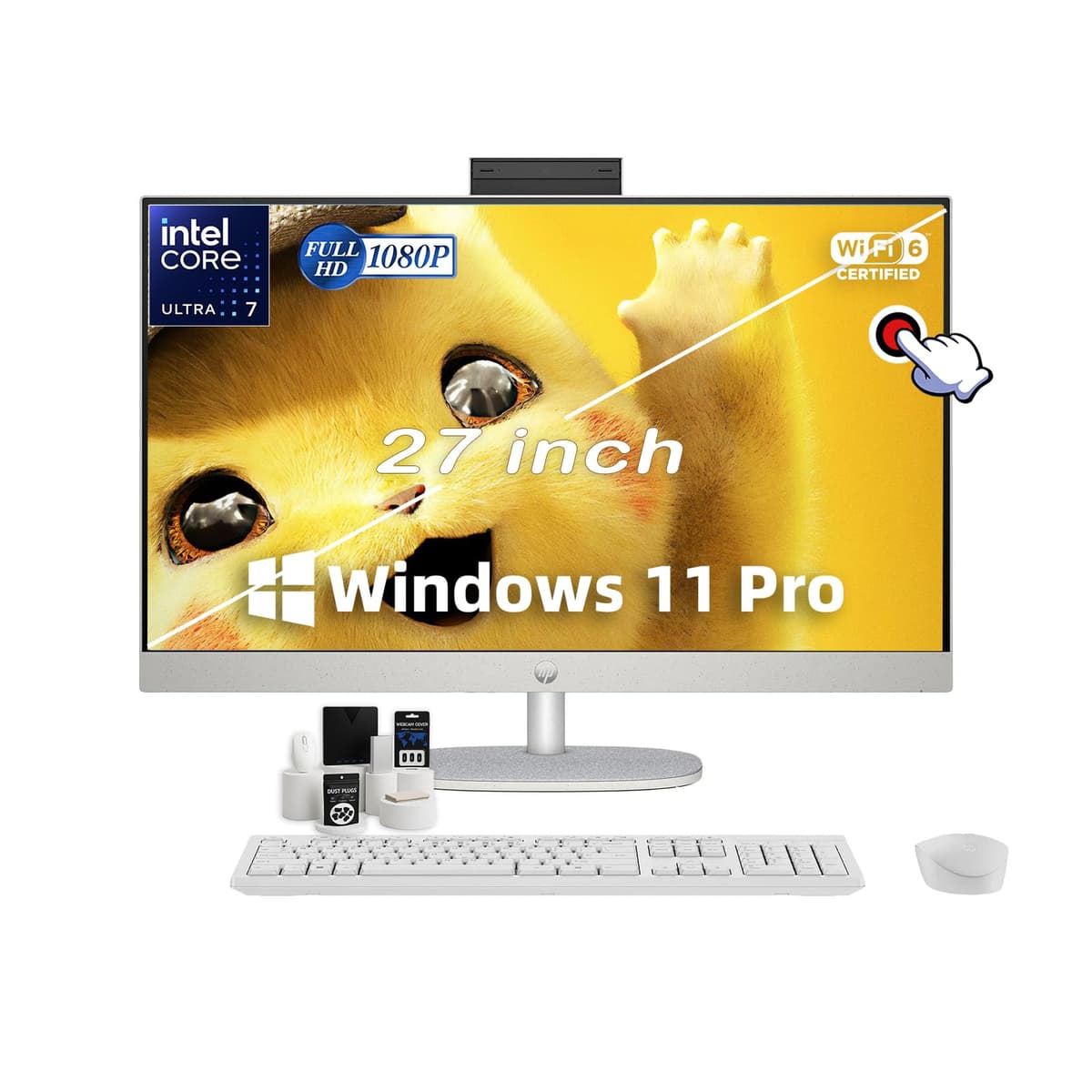 Computadora de Escritorio All-in-One HP | Intel Ultra 7 155U (12 núcleos) | Pantalla Táctil de 27" con Bisel Micro de Tres Lados | Wi-Fi 6 | Cámara True Vision | Windows 11 Pro | 16GB RAM DDR5 | 1TB SSD
