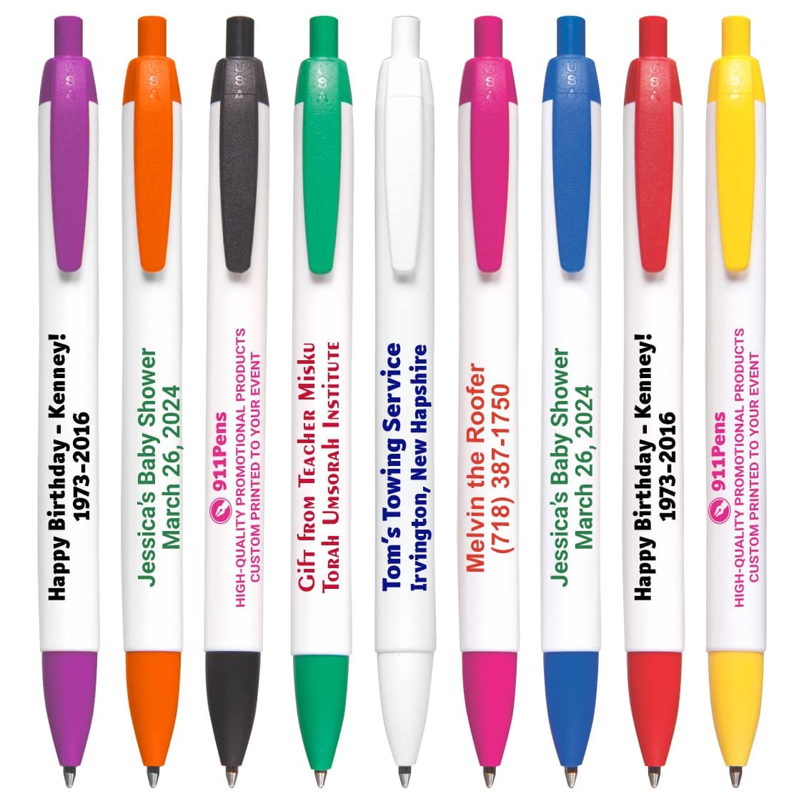 911 Pens Pack 400 Plumas Bolígrafas Personalizadas 125W Barril Blanco Con Adornos 125W-0400-Assorted