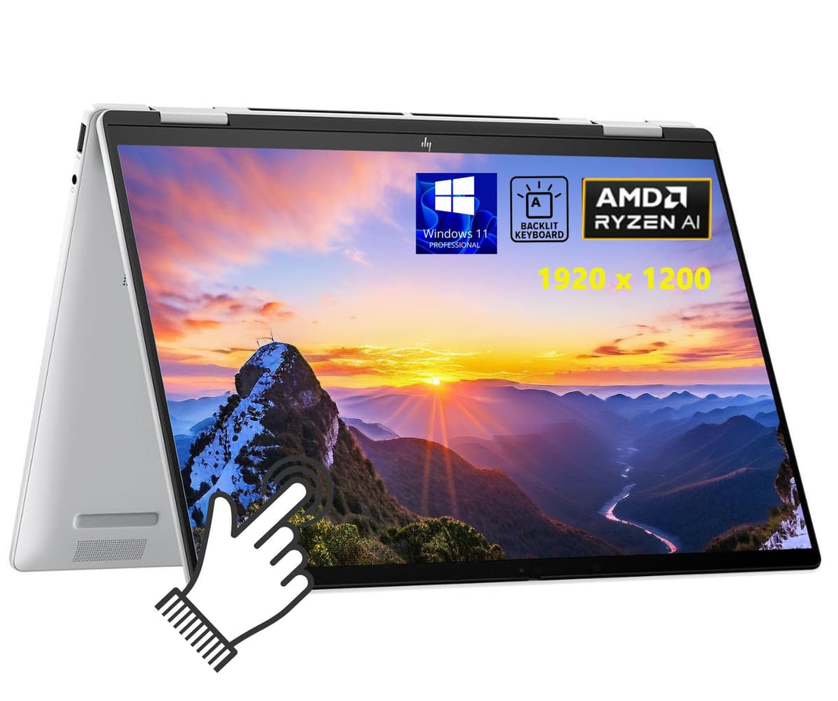 HP Envy X360 14 pulgadas 2 en 1, pantalla táctil IPS 2K (1920×1200), procesador AMD Ryzen 12 núcleos, 16 GB RAM, SSD PCIe 1 TB, teclado retroiluminado, Wi-Fi 6E, Windows 11 Pro con accesorios BWE hp x360