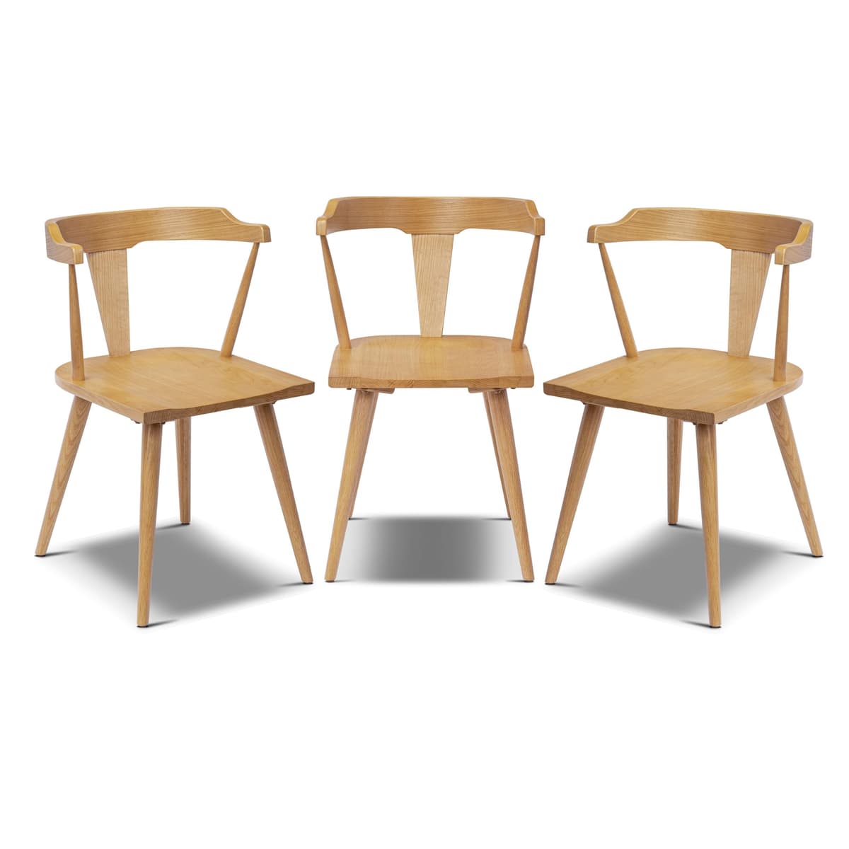 POLY & BARK Silla de comedor Enzo Mid Century Modern madera de roble set de 3 DI-A7471-230-X3