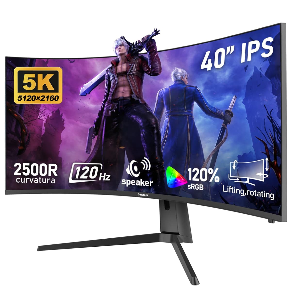 Gawfolk Monitor Curvo Ultrawide 40" 5K (5120×2160) IPS 120Hz con Altavoces GF400B