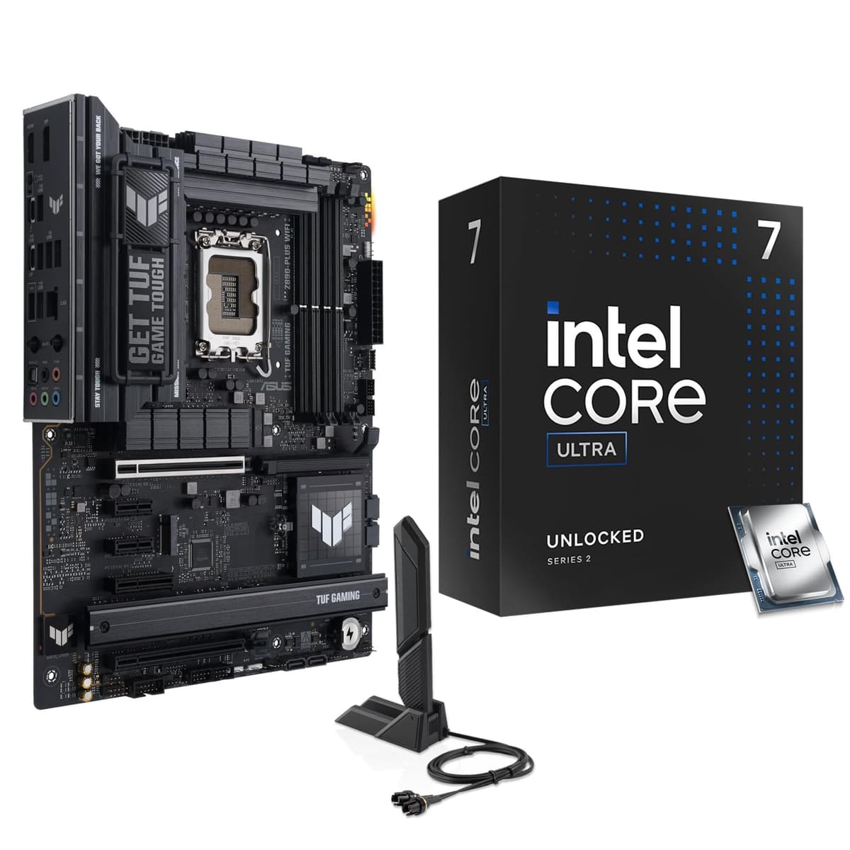 Combo CPU y placa madre Micro Center - Procesador de escritorio Intel Core Ultra 7 265K de 20 núcleos desbloqueado con placa madre Asus TUF Gaming Z890-Plus WiFi LGA 1851 ATX 265KTUFZ890GPWF