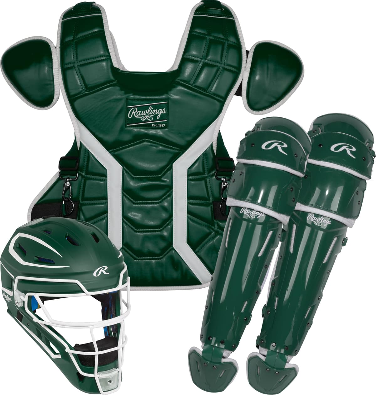 Rawlings MACH PRO Series Set de receptor de béisbol NOCSAE certificado, grande/adulto, verde oscuro/blanco R00713762