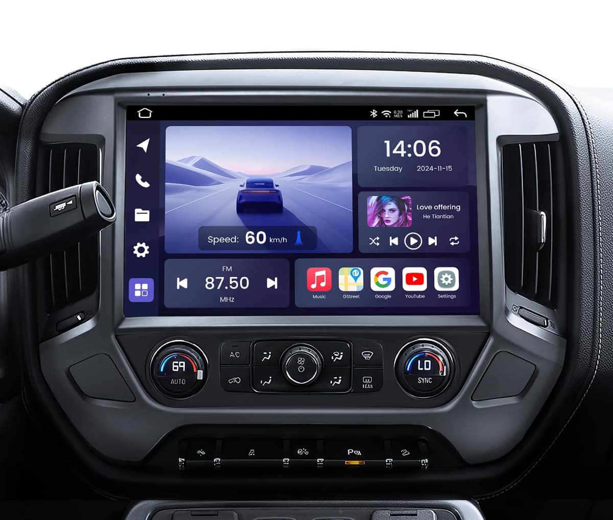 Jingelsye Radio Estéreo 13.1" 2K para Chevy Silverado / GMC Sierra (2014-2018) 8GB+128GB Android 13