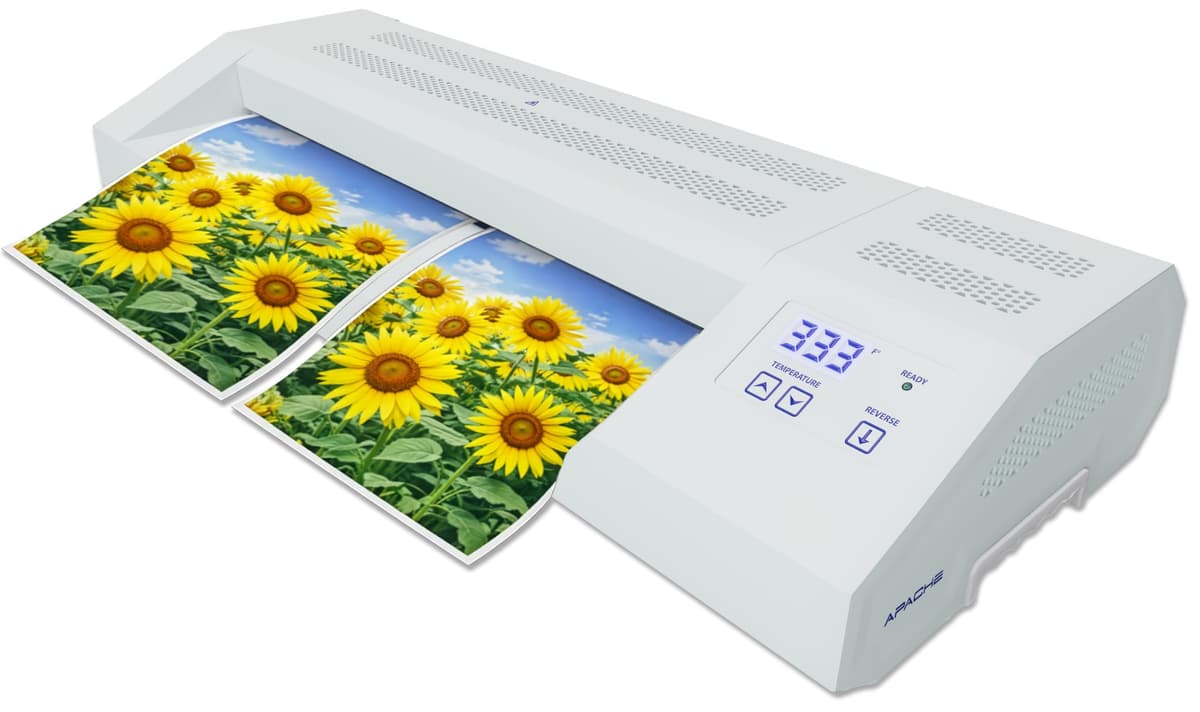 Laminadora Profesional Apache, Fundas Térmicas, Ancho Máx. 18.5 pulgadas, 1.5-20 mil, Tecnología Anti-Atasco Real, Máquina de Plastificado para Escuela y Oficina, Temperatura Variable, Salida Rápida, Diseño Robusto AL18PW