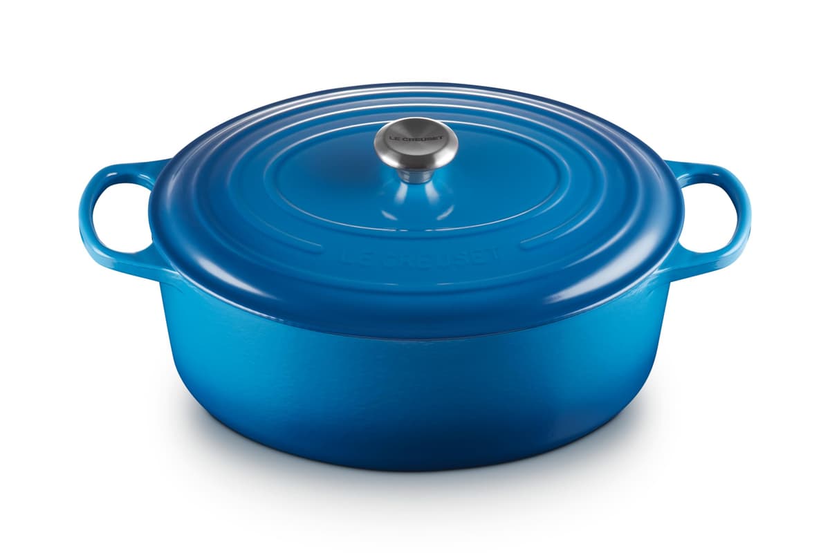 Le Creuset Olla holandesa ovalada de hierro esmaltado Signature 9.5 qt, color Marseille LS2502-3559SS