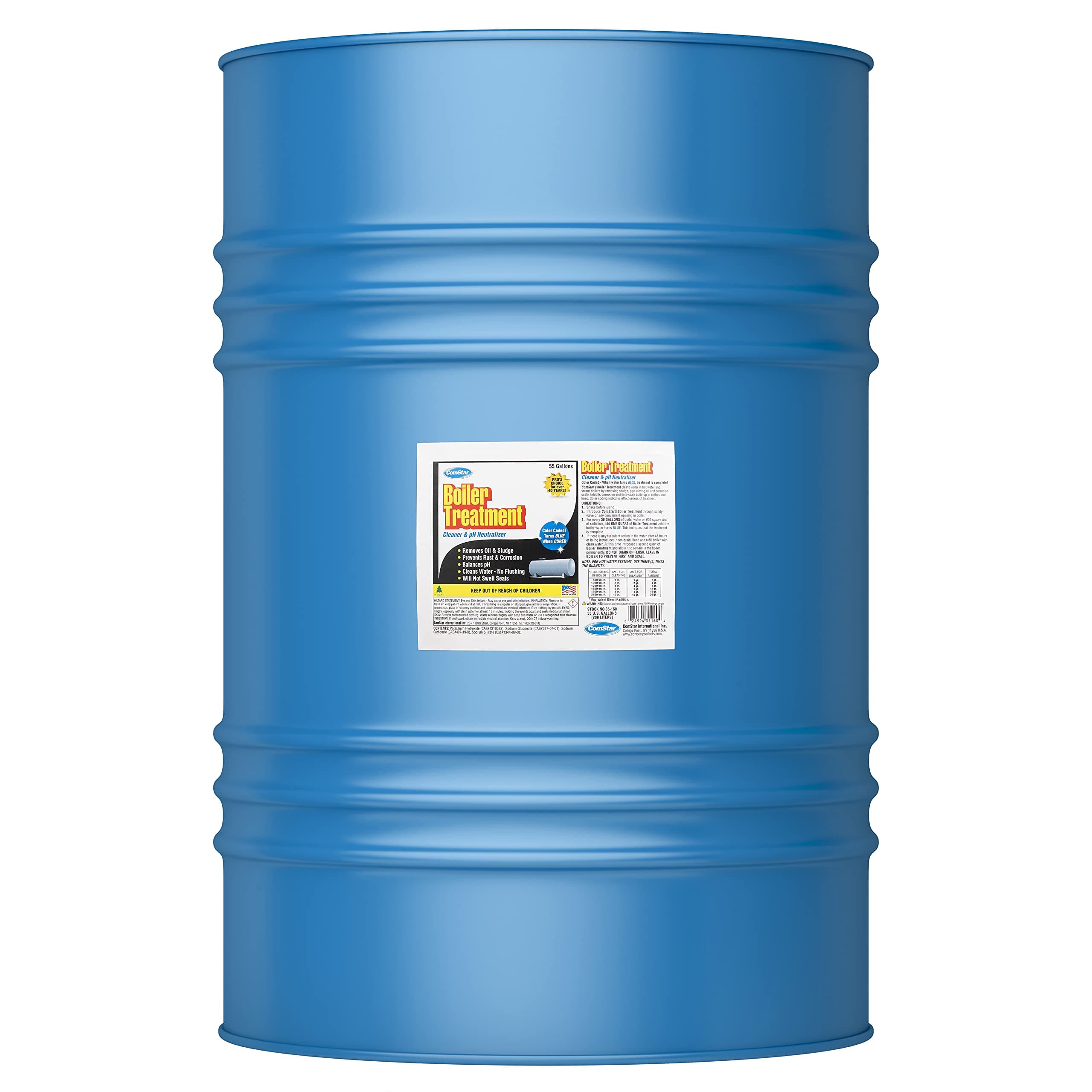 ComStar - Tratamiento para calderas, 55 galones (35-160) - Limpiador de agua de caldera & neutralizador de pH (fabricado en USA)