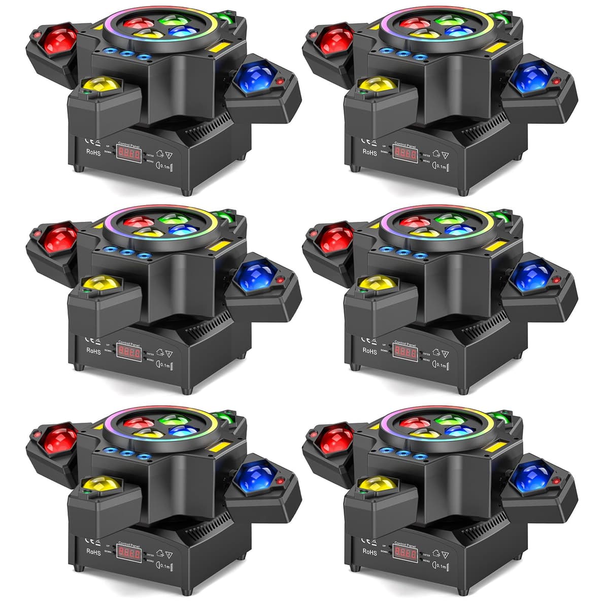 GdjRttk 6PCS 120W Stage Moving Head Light RGBW Beam/Wash con Efectos Estroboscópicos y Halo 02625X6