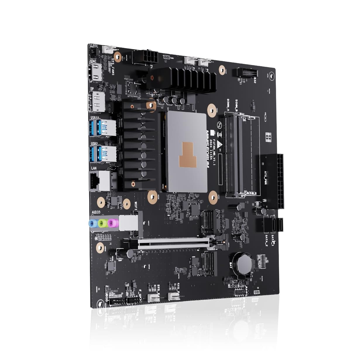 MINISFORUM BD795m Placa Base AMD Ryzen 9 7945HX (16C/32H) Mini PC para Gaming sin RAM/SSD/SO, 2x Ranuras DDR5,2x SSD PCIe4.0, Ranura M.2 2230 Key E, Salida HDMI/DP 8K, Ranura PCIe 4.0 x16