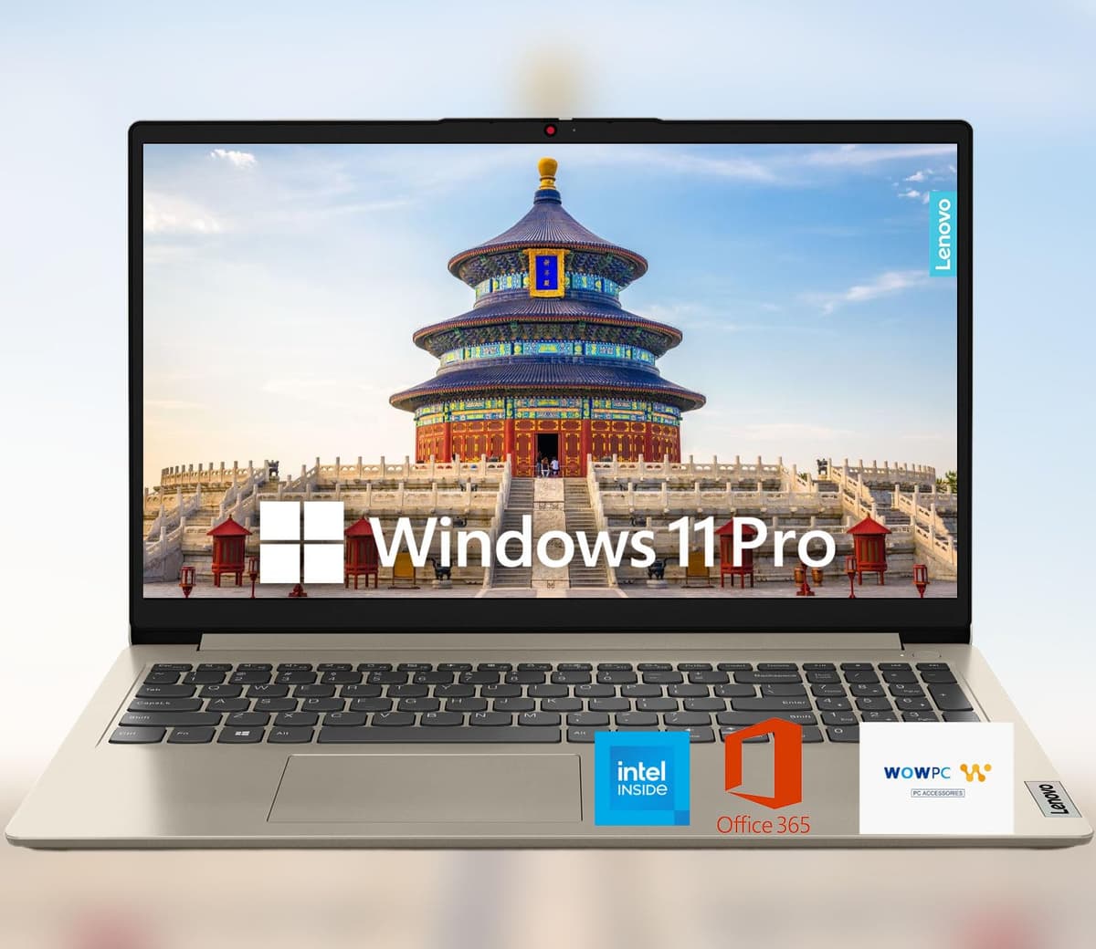 Lenovo IdeaPad 15.6" HD con revestimiento antirreflejo + 1 año de Microsoft 365, 20 GB RAM, 384 GB SSD, Windows 11 Pro, hasta 9.5 horas de batería, procesador Intel, Wi-Fi 6, HDMI, USB-C, ranura para tarjeta SD, con USB WOWPC
