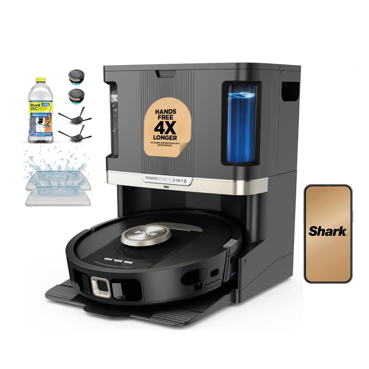 Shark PowerDetect NeverTouch Pro Robot Vacuum & Mop Combo, Base Autovaciado y Auto-llenado, Lavado y Secado de Mopa, 60 días Capacidad de Residuos, AV2810ZEBK