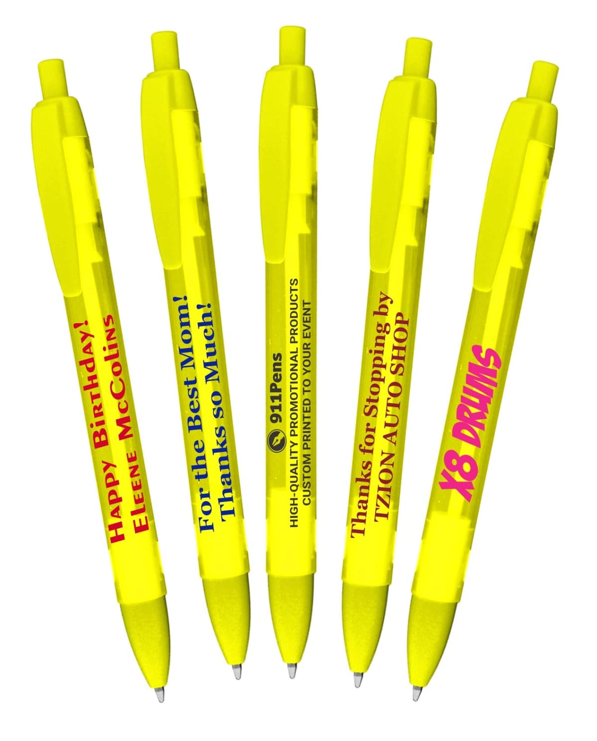 911 Pens 125CST Pack de 1000 bolígrafos clic personalizados, barril ancho helado amarillo 125CST-1000-Yellow