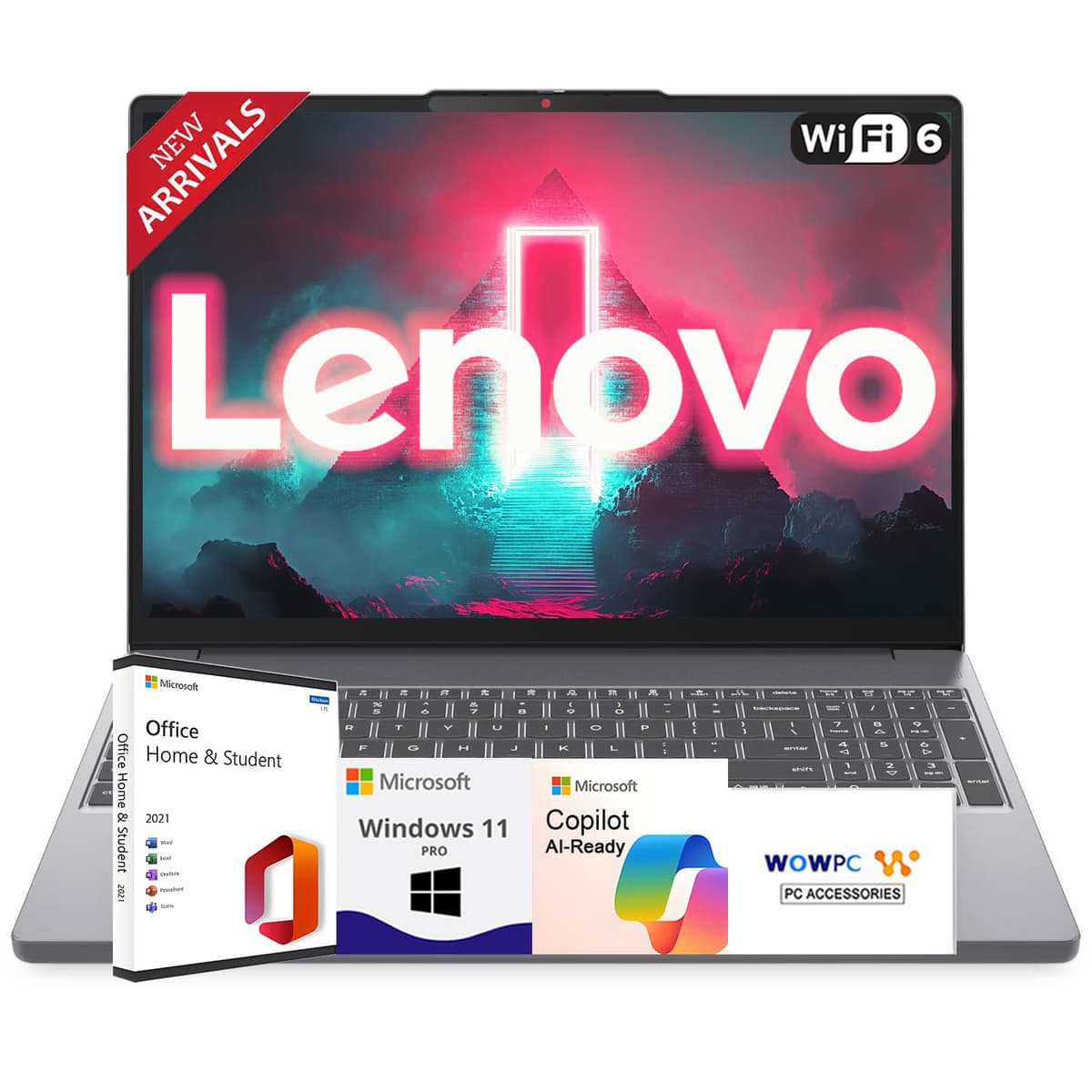 Lenovo Notebook Empresarial Rediseñado de 16" (Edición 2025/2026) con Microsoft Office, Intel Core i7-13620H, 16 GB RAM, 1 TB SSD, Diseño Ultra Silencioso, Larga Duración de Batería, WiFi 6, Windows 11 Pro - WOWPC Lenovo Laptop