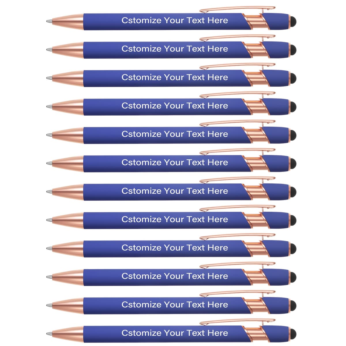 Kingluu 500 bolígrafos personalizados con punta stylus, grabado gratuito, tinta negra YZBDZ004