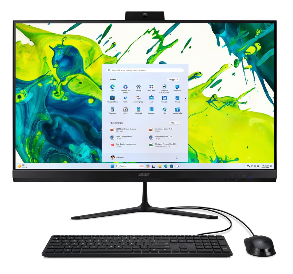 acer Aspire C27-2G-UR18 27" AIO Ryzen 5-7430U 16GB RAM 512GB SSD Windows 11 Home WiFi BT Teclado y Mouse Cableados DQ.BRBAA.001
