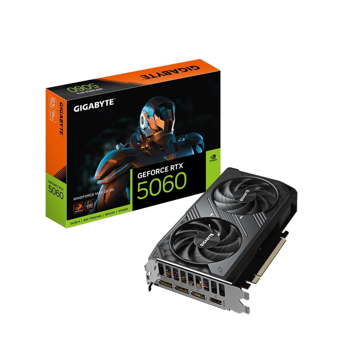 GIGABYTE GeForce RTX 5060 WINDFORCE MAX OC 8G Tarjeta de Video, Sistema de Refrigeración, 8GB GDDR7 128 bits, PCIe 5.0, por NVIDIA, Salidas de Video DisplayPort y HDMI - GV-N5060WF2MAX OC-8GD