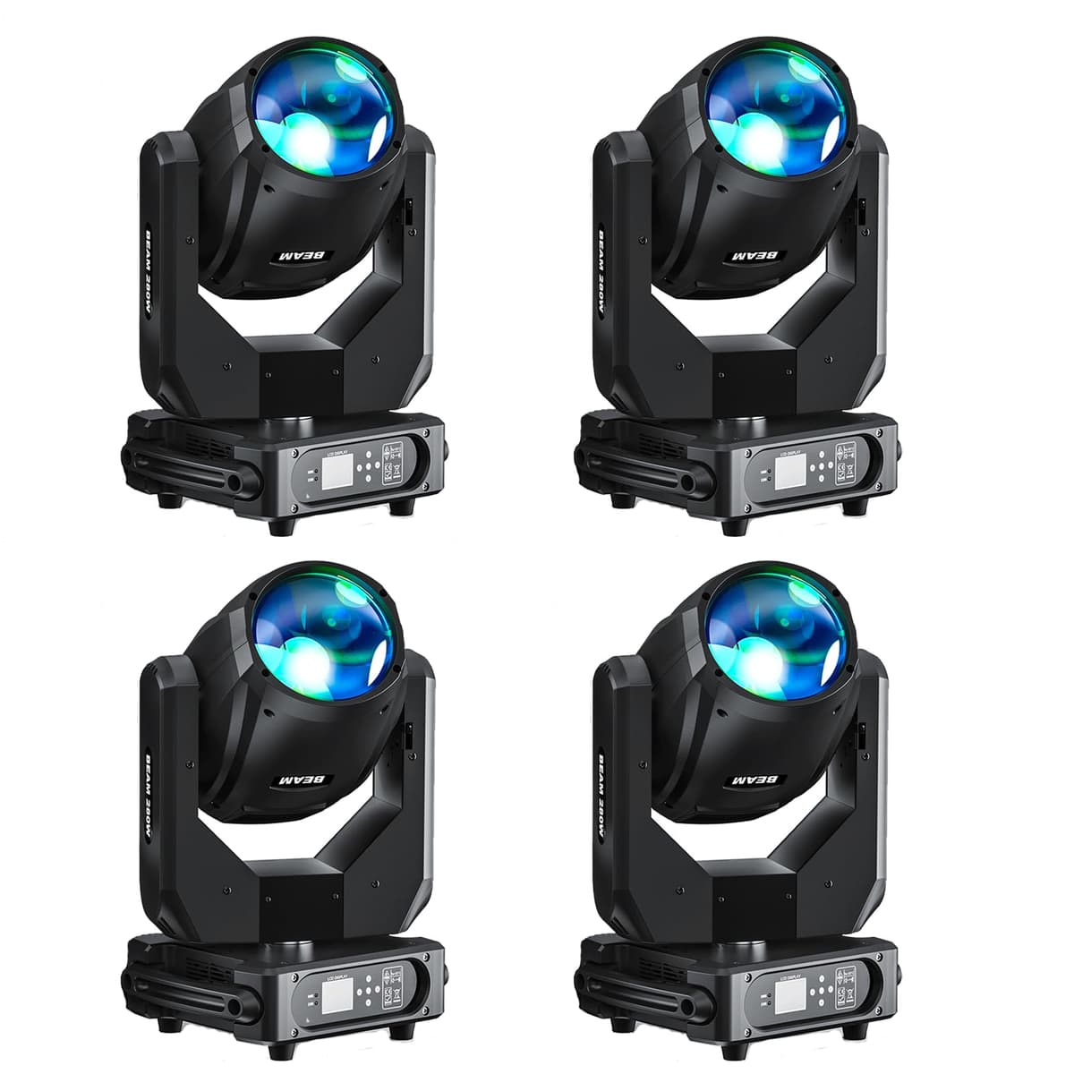 Datewink 4-Pack Luz Móvil Beam LED 280W, 14 Colores, 14 Gobo, 48 Prismas, Zoom, DMX-512 (16CH) ZQ02229US