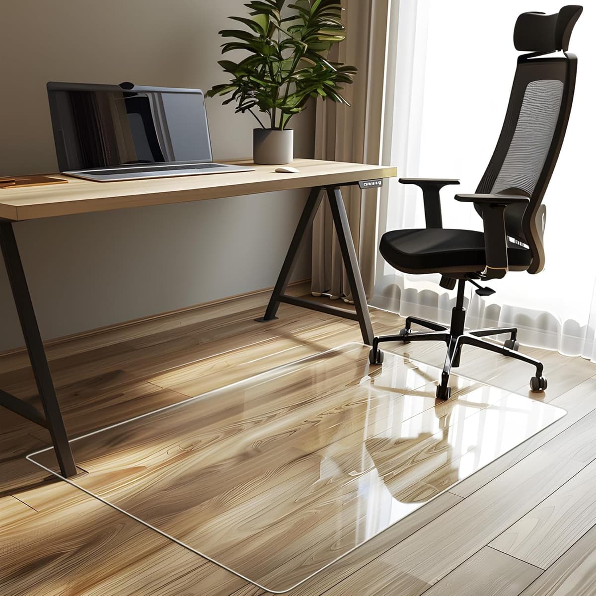 LadyNow Tapete de vidrio templado para silla de oficina 48" x 32" - 1/4" de grosor, transparente