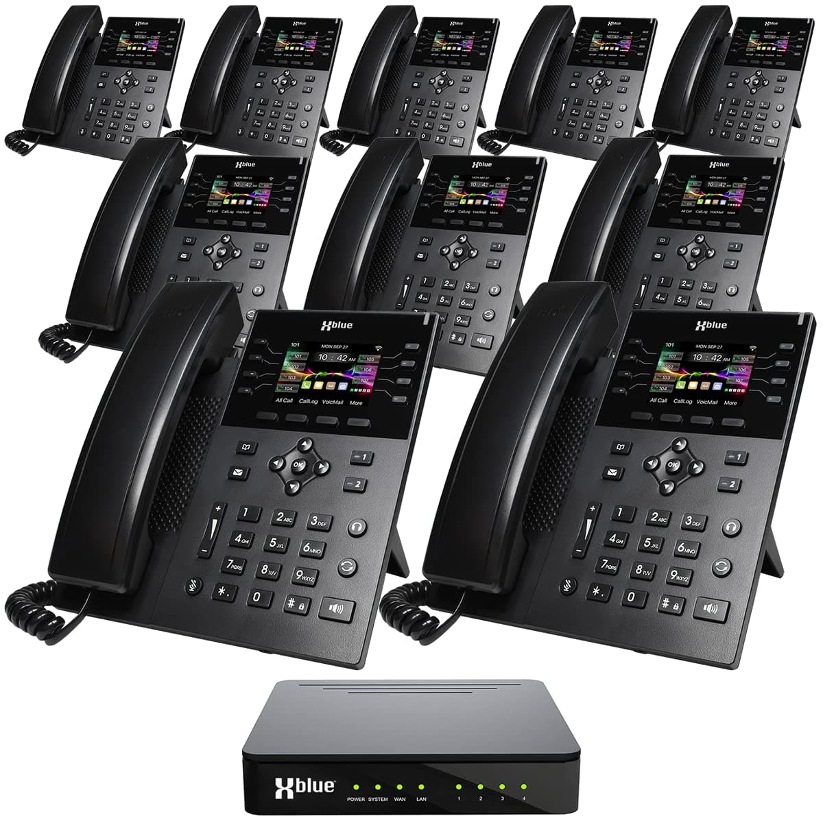 XBLUE QB1 System Bundle con 10 teléfonos IP8g y funciones avanzadas qb1-ip8g-4x10