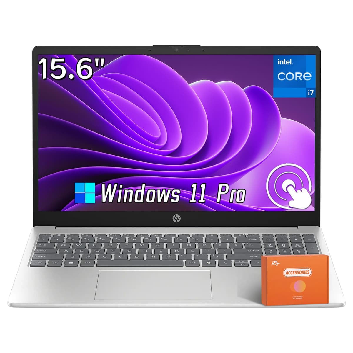 HP portátil empresarial táctil 15.6", Intel 13ª Generación i7-1355U (hasta 5.0 GHz), pantalla anti-reflejo FHD 15.6", 32 GB RAM, SSD 1 TB, Copilot AI, Wi-Fi 6, carga rápida, Windows 11 Pro, con accesorios HP Touchscreen Laptop
