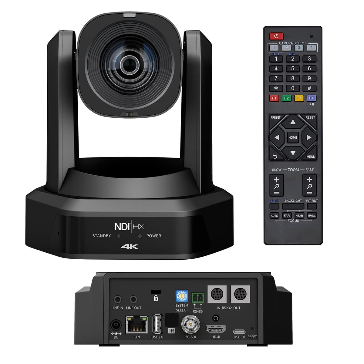 Cámara PTZ HCSTVCON 4K NDI, Zoom Óptico 20X, Auto-Seguimiento AI NDI|HX2 con Salidas USB3.0 3G-SDI HDMI LAN, Compatible con Zoom, OBS, TikTok, YouTube, etc. HC-HK618NA