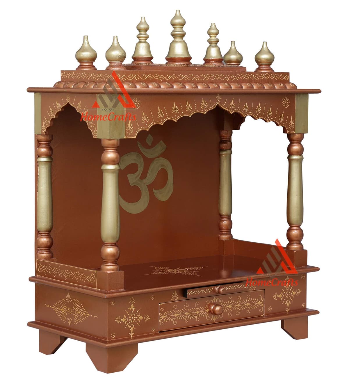 Homecrafts Mandir de Madera Pintado a Mano Grande sin Puertas con Luz LED Interior (24x12x30 Inch) SRHD719
